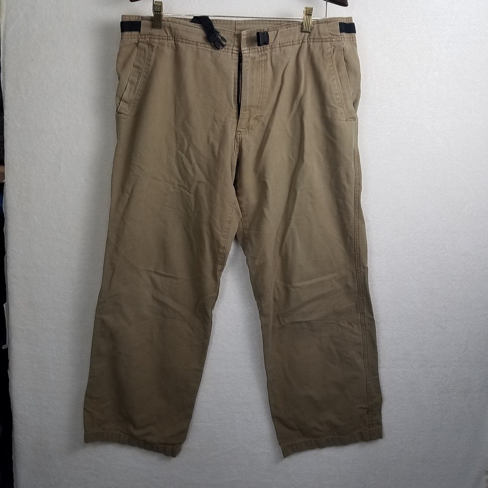 PRANA Men's 36x32 Tan Cotton Cargo Utility Pants Outdoor straight leg relaxed